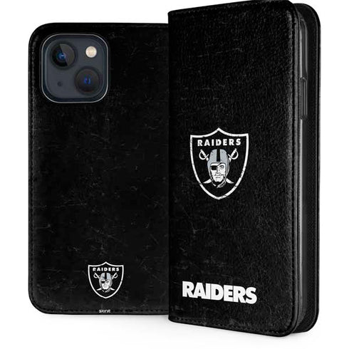 NFL Las Vegas Raiders Distressed iPhone 15 Plus Folio Case
