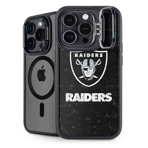 NFL Las Vegas Raiders Distressed iPhone 15 Pro Max Kickstand Case