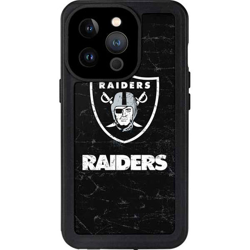 NFL Las Vegas Raiders Distressed iPhone 15 Pro Waterproof Case