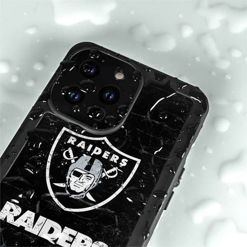 NFL Las Vegas Raiders Distressed iPhone 15 Pro Waterproof Case