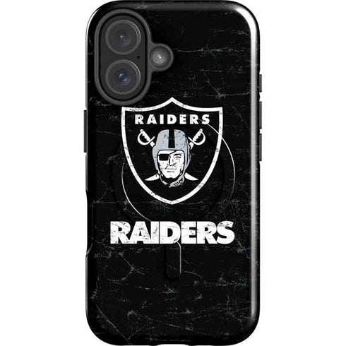NFL Las Vegas Raiders Distressed iPhone 16 Plus Magsafe Impact Case