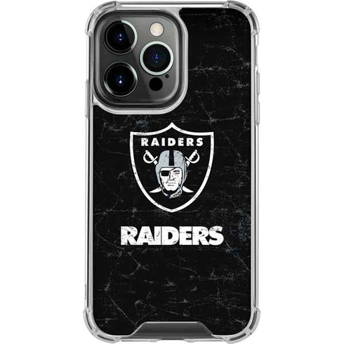 NFL Las Vegas Raiders Distressed iPhone 16 Pro Clear Case