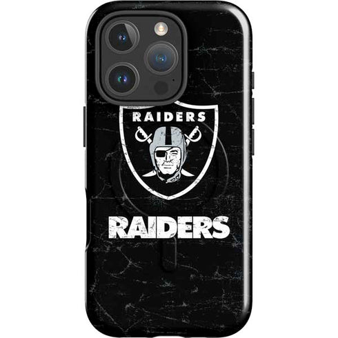 NFL Las Vegas Raiders Distressed iPhone 16 Pro Magsafe Impact Case