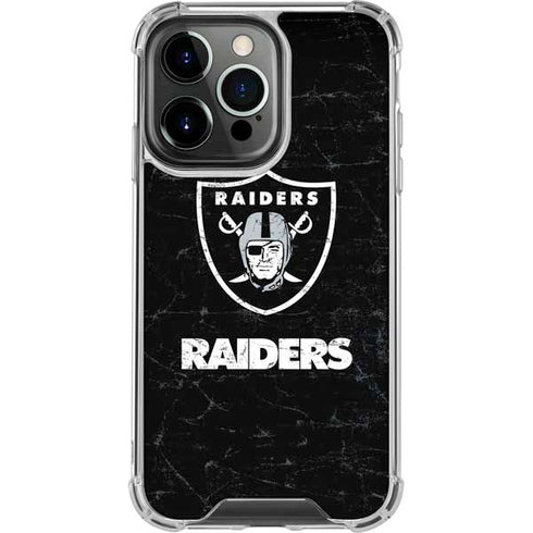 NFL Las Vegas Raiders Distressed iPhone 16 Pro Max Clear Case