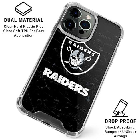 NFL Las Vegas Raiders Distressed iPhone 16 Pro Max Clear Case