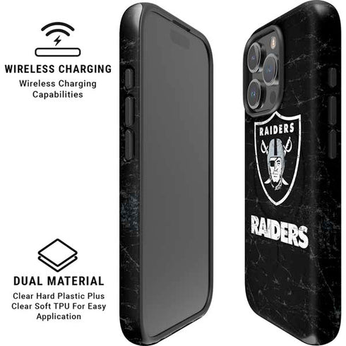 NFL Las Vegas Raiders Distressed iPhone 16 Pro Max Magsafe Impact Case
