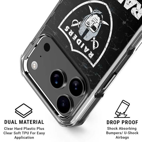 NFL Las Vegas Raiders Distressed iPhone 18 Pro Clear Case