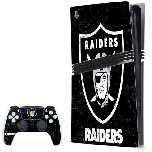 NFL Las Vegas Raiders Distressed PlayStation PS5 Skins