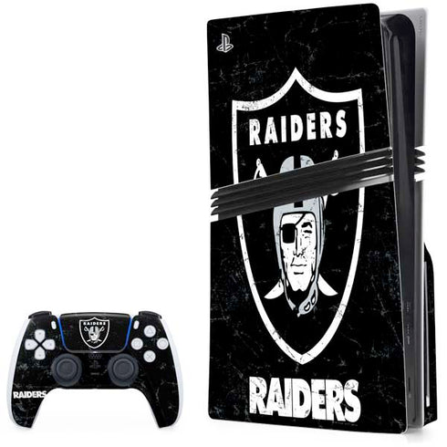NFL Las Vegas Raiders Distressed PlayStation PS5 Skins