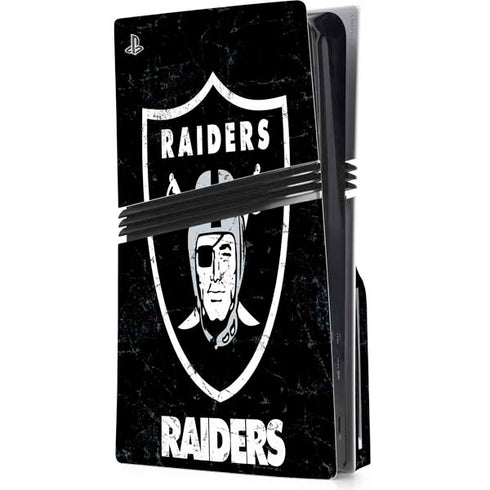 NFL Las Vegas Raiders Distressed PS5 Pro Disk Console Skin