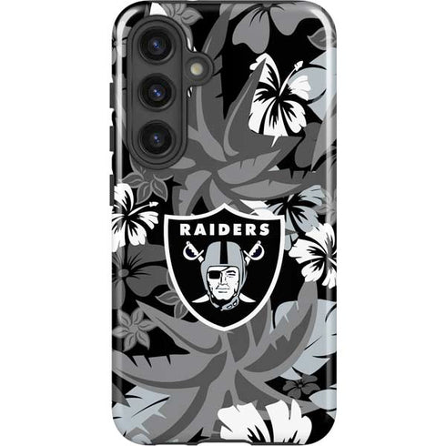 NFL Las Vegas Raiders Tropical Print Galaxy S25 Plus Impact Case
