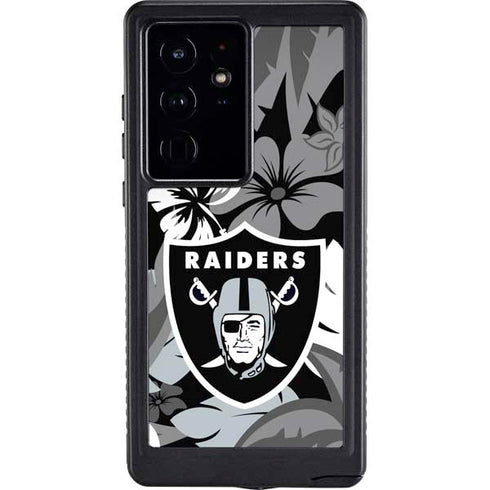 NFL Las Vegas Raiders Tropical Print Galaxy S24 Ultra Waterproof Case