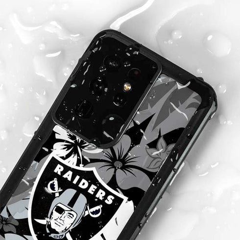NFL Las Vegas Raiders Tropical Print Galaxy S24 Ultra Waterproof Case