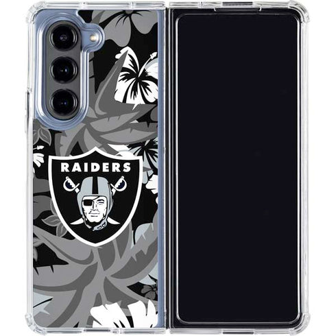 NFL Las Vegas Raiders Tropical Print Galaxy Z Fold5 5G Clear Case
