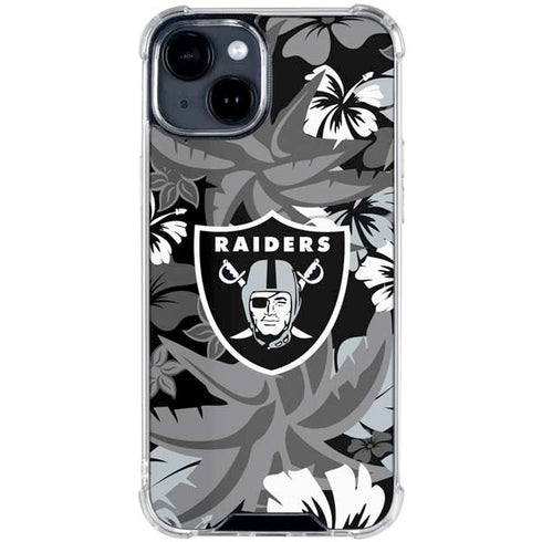 NFL Las Vegas Raiders Tropical Print iPhone 15 Clear Case