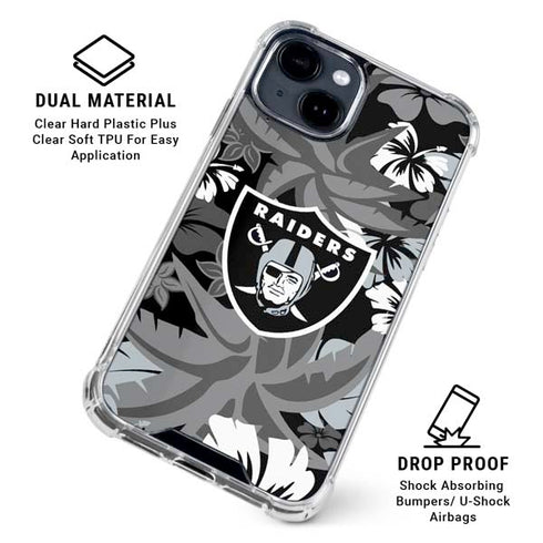 NFL Las Vegas Raiders Tropical Print iPhone 15 Clear Case