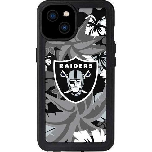 NFL Las Vegas Raiders Tropical Print iPhone 15 Plus Waterproof Case