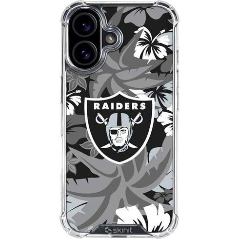 NFL Las Vegas Raiders Tropical Print iPhone 16 Clear Case