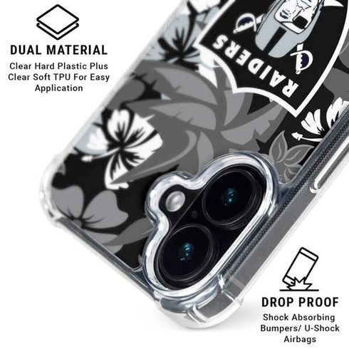 NFL Las Vegas Raiders Tropical Print iPhone 16 Clear Case