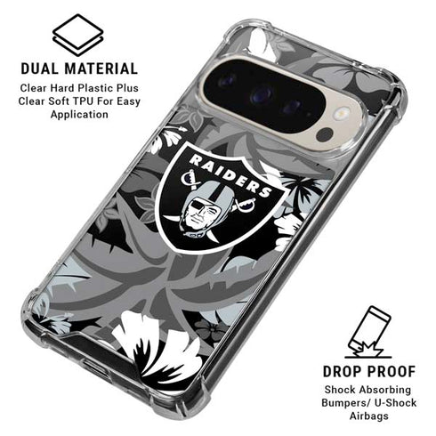 NFL Las Vegas Raiders Tropical Print Pixel 9 Pro XL Clear Case