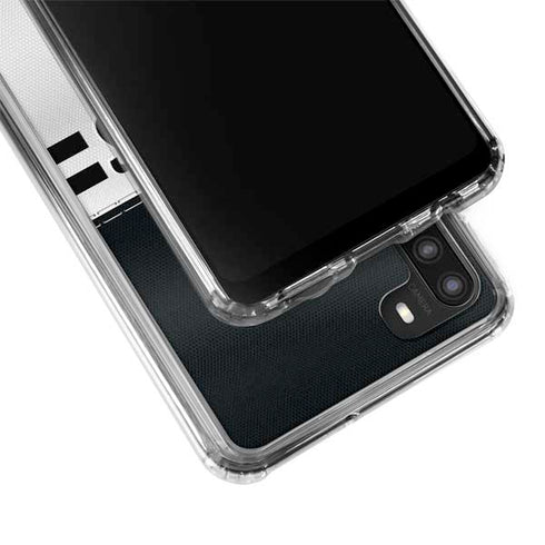 NFL Las Vegas Raiders White Striped Galaxy A21 Clear Case