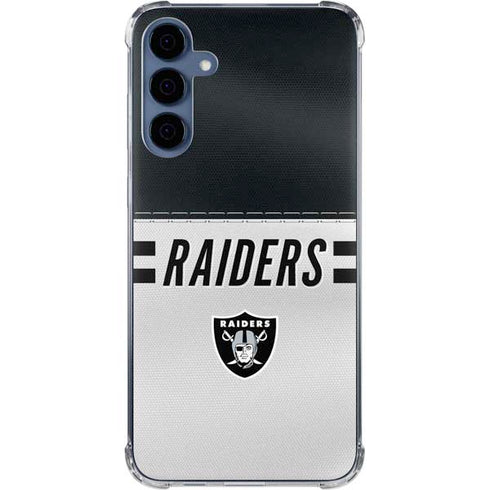 NFL Las Vegas Raiders White Striped Galaxy A35 5G Clear Case