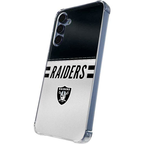 NFL Las Vegas Raiders White Striped Galaxy A35 5G Clear Case