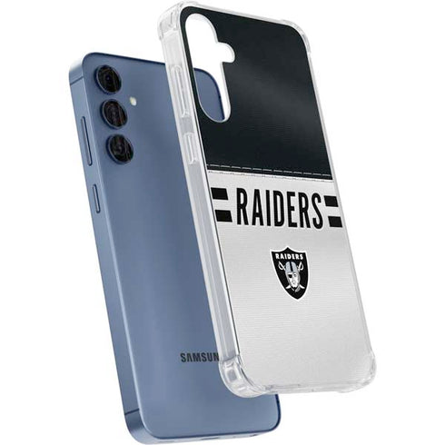 NFL Las Vegas Raiders White Striped Galaxy A35 5G Clear Case
