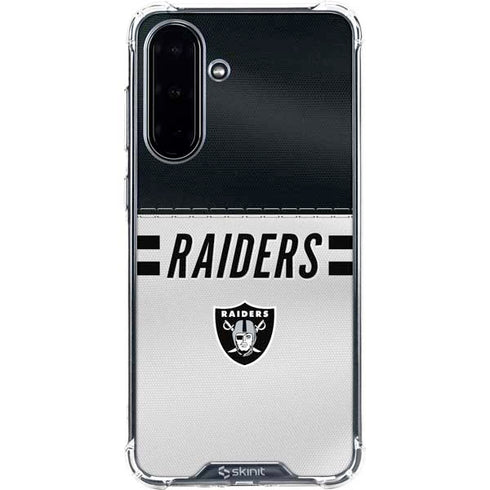 NFL Las Vegas Raiders White Striped Galaxy A36 5G Clear Case