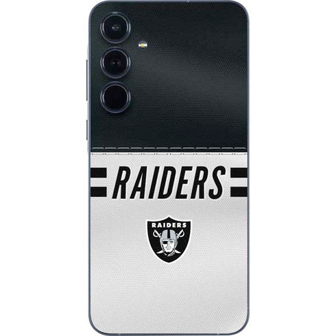 NFL Las Vegas Raiders White Striped Galaxy A55 5G Skin