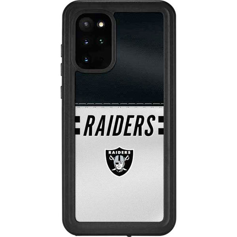 NFL Las Vegas Raiders White Striped Galaxy S20 Plus Waterproof Case