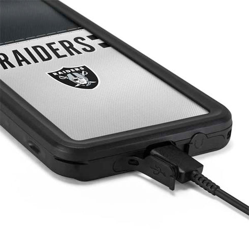NFL Las Vegas Raiders White Striped Galaxy S20 Plus Waterproof Case