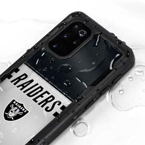 NFL Las Vegas Raiders White Striped Galaxy S20 Plus Waterproof Case
