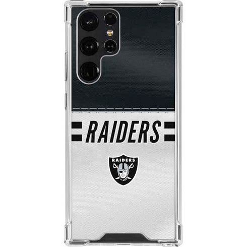 NFL Las Vegas Raiders White Striped Galaxy S23 Ultra Clear Case