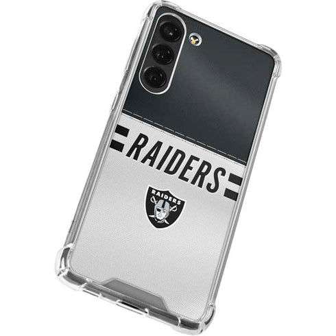 NFL Las Vegas Raiders White Striped Galaxy S24 FE Clear Case