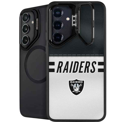 NFL Las Vegas Raiders White Striped Galaxy S25 Kickstand Case
