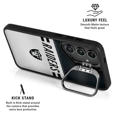 NFL Las Vegas Raiders White Striped Galaxy S25 Kickstand Case