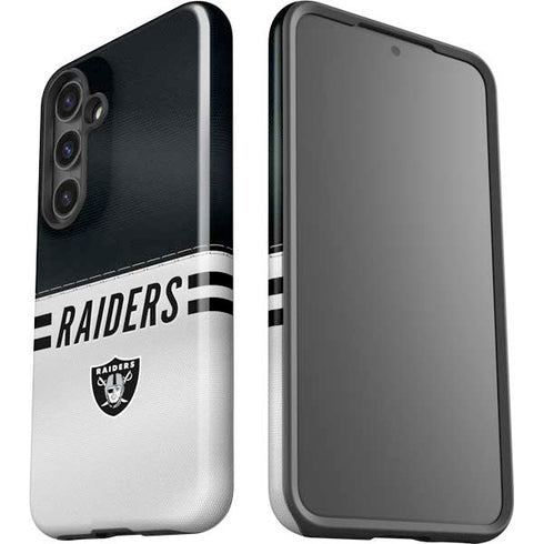 NFL Las Vegas Raiders White Striped Galaxy S25 Plus Impact Case