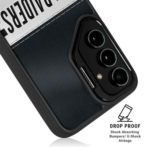 NFL Las Vegas Raiders White Striped Galaxy S24 Plus Kickstand Case