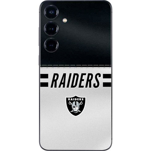 NFL Las Vegas Raiders White Striped Galaxy S24 Plus Skin