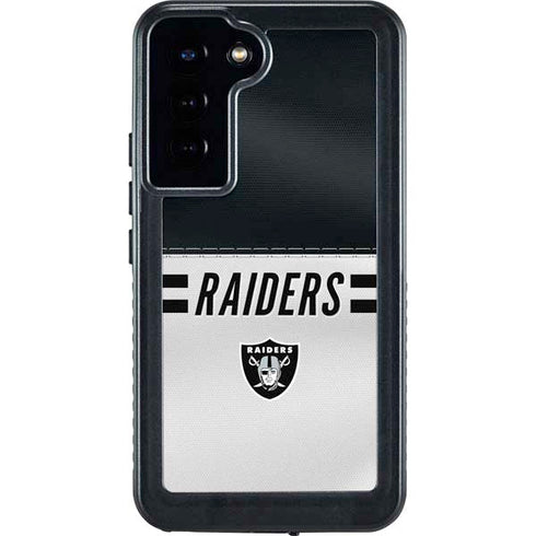 NFL Las Vegas Raiders White Striped Galaxy S24 Plus Waterproof Case