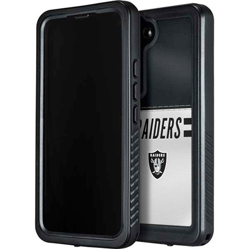 NFL Las Vegas Raiders White Striped Galaxy S24 Plus Waterproof Case