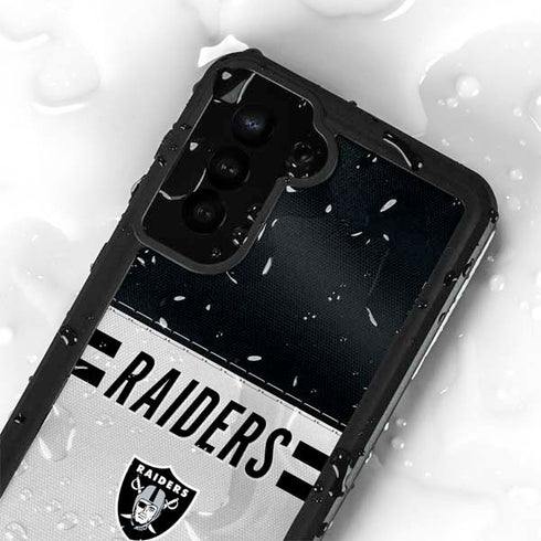 NFL Las Vegas Raiders White Striped Galaxy S24 Plus Waterproof Case