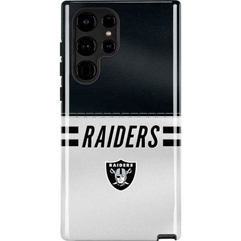 NFL Las Vegas Raiders White Striped Galaxy S25 Ultra Impact Case