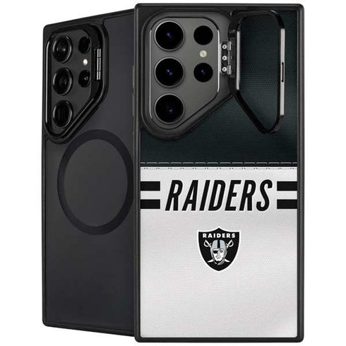 NFL Las Vegas Raiders White Striped Galaxy S24 Ultra Kickstand Case