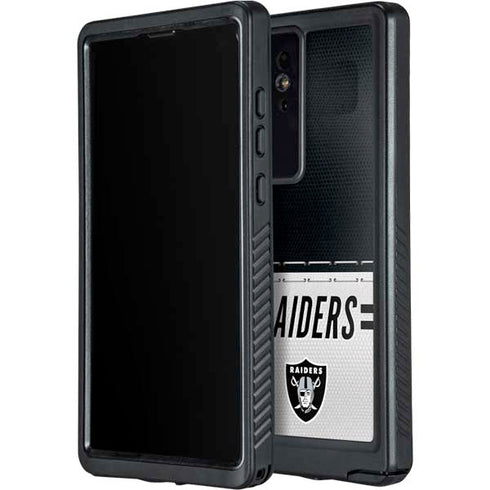 NFL Las Vegas Raiders White Striped Galaxy S24 Ultra Waterproof Case