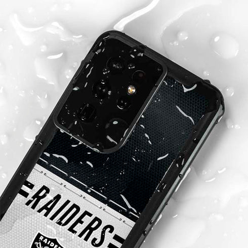 NFL Las Vegas Raiders White Striped Galaxy S24 Ultra Waterproof Case