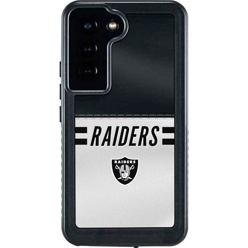 NFL Las Vegas Raiders White Striped Galaxy S24 Waterproof Case