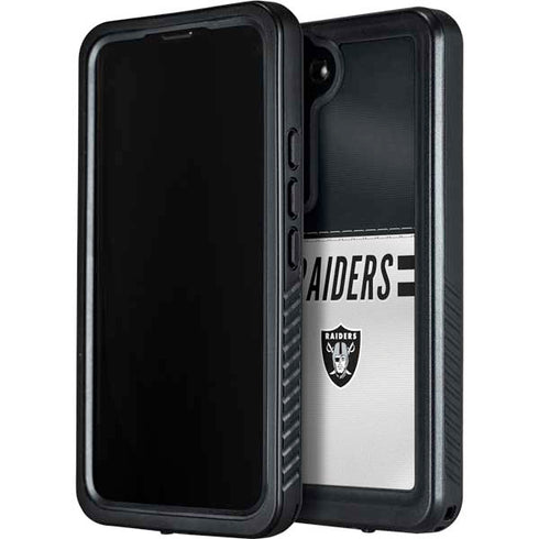 NFL Las Vegas Raiders White Striped Galaxy S24 Waterproof Case