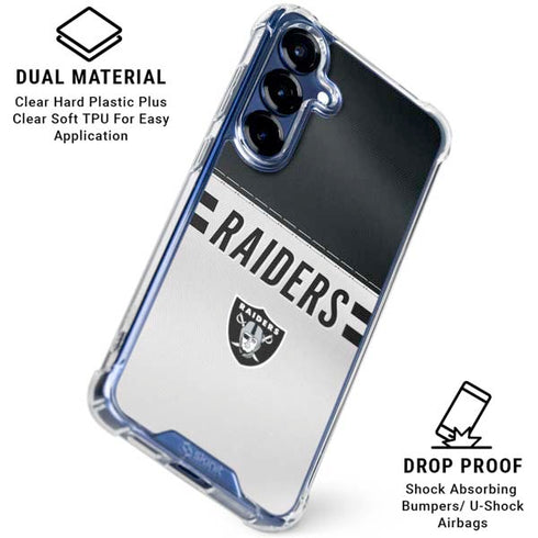 NFL Las Vegas Raiders White Striped Galaxy S25 Plus Clear Case